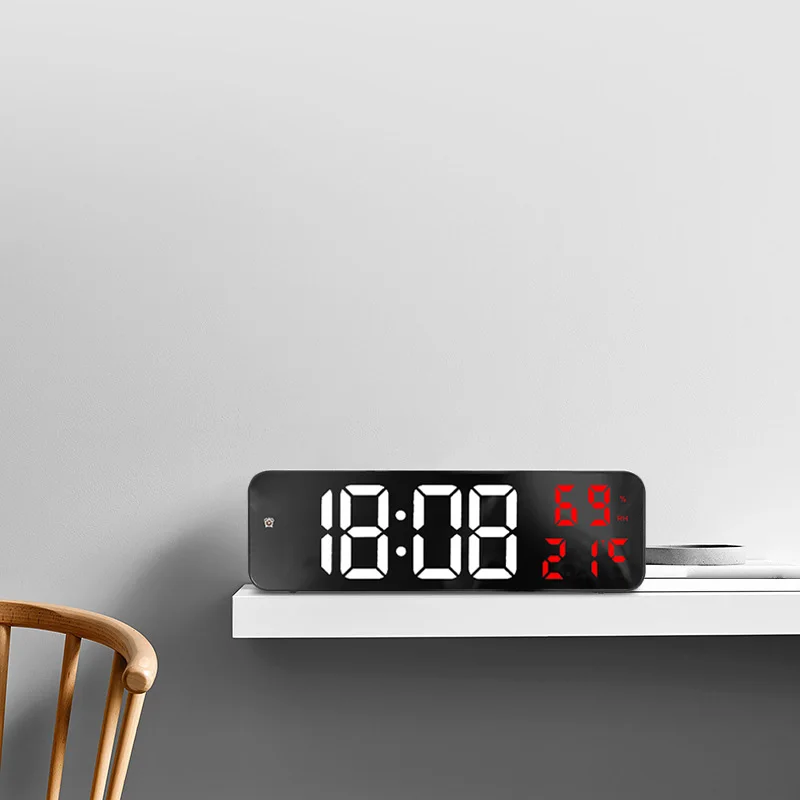 Sveglia digitale, orologio LED a specchio da 6, doppia porta di ricarica USB digitale (oro rosa) | Leroy Merlin