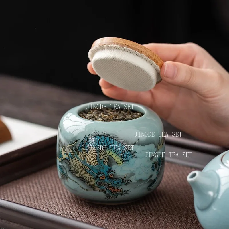 Portable Ceramic Tea Caddy Household Sealed Tieguanyin Storage Tank Travel Tea Boxes Tea Jar Coffee Spice Candy Containers