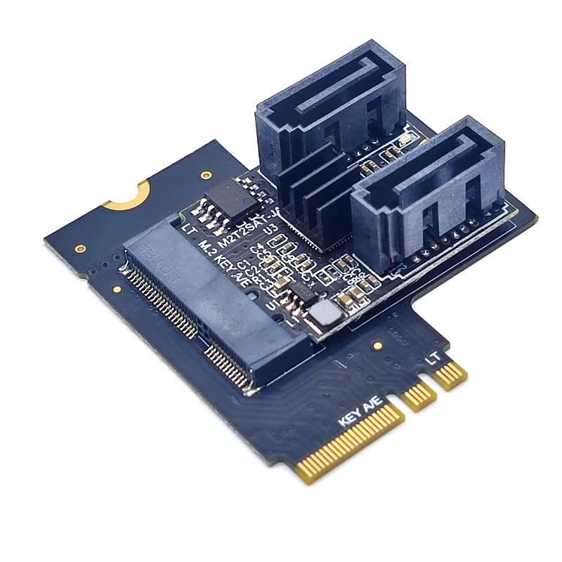 

Новый адаптер M.2 SATA, плата расширения NGFF Key A/E на 2 порта SATA 3,0, плата расширения SATA3 6G, контроллер JMB582, чип для SATA HDD SSD