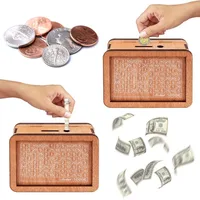 Euro Money Box Wood Money Bank Reusable Money Box with Saving Goal and Numbers Boxes Home Accessories 2