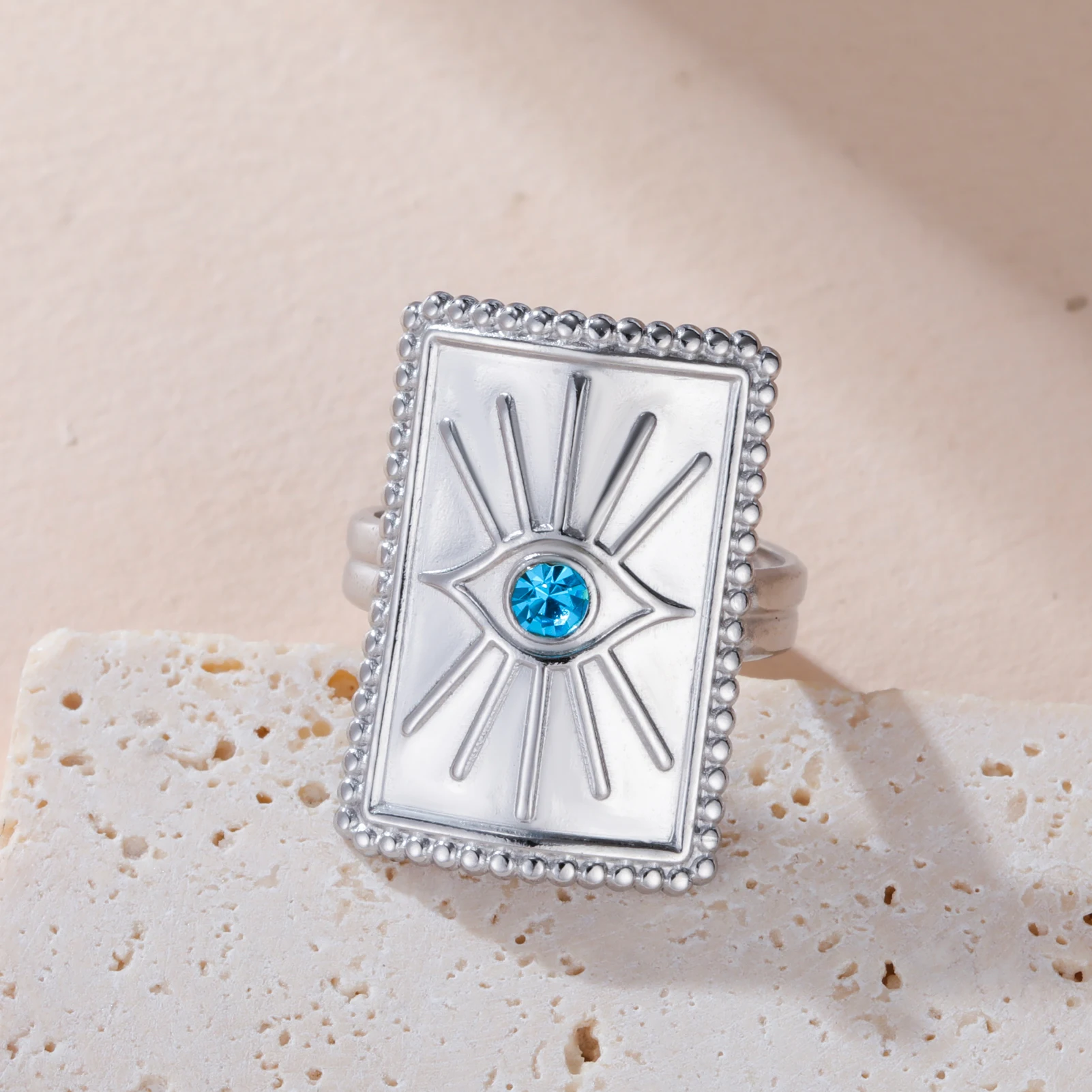 COOLTIME Platz Klassische Evil Eye Ring frauen Edelstahl Gold Farbe Vintage Öffnung Schmuck Zubehör Geschenk Großhandel – Detail 3