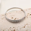 JOVO LOVE Trendy Woman's Stainless Steel Leaf Stripe Bangle Metal Texture Bracelet Allergic Proof Hand Decor Individual Jewelry 5