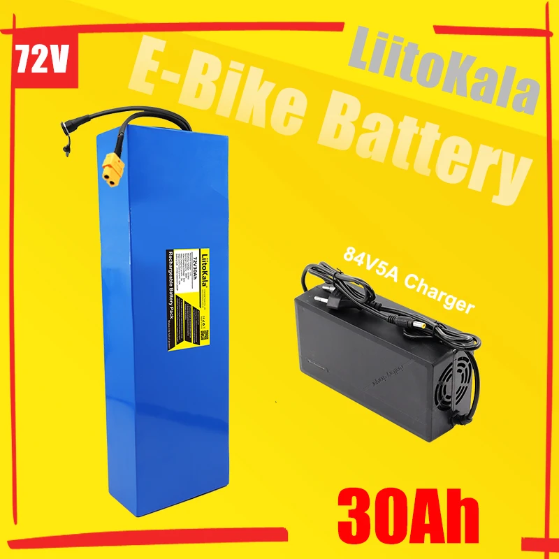 

LiitoKala 72V 30Ah 21700 lithium battery pack 20S6P 84V electric bicycle scooter motorcycle BMS high power battery + 5A charger