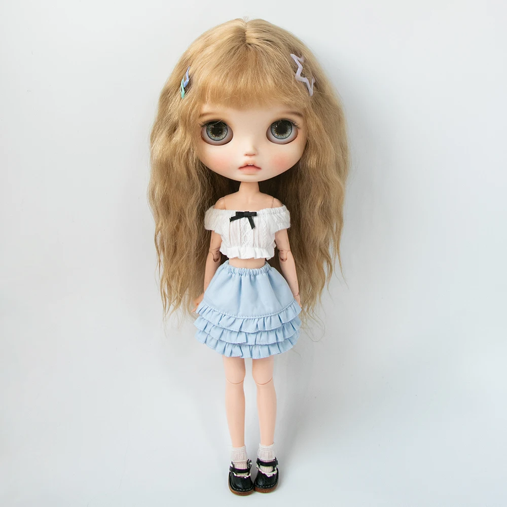 Blyth Clothes Colorful Layered Short Mini Skirt Cropped Midriff-Baring Top Crop Blouse for Azones Ob 22 Ker YMY Doll Accessories