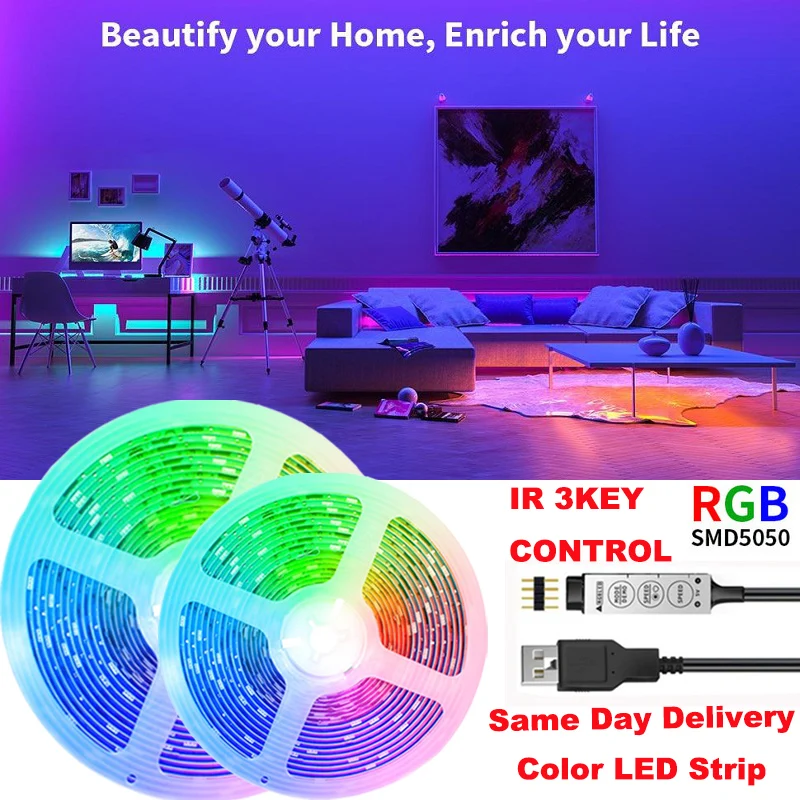 

SMD5050 LED Strip Light Infrared Control Neon Lights 5V Room Decor Lamp for Screen TV Backlight Color Change светодиотная лента