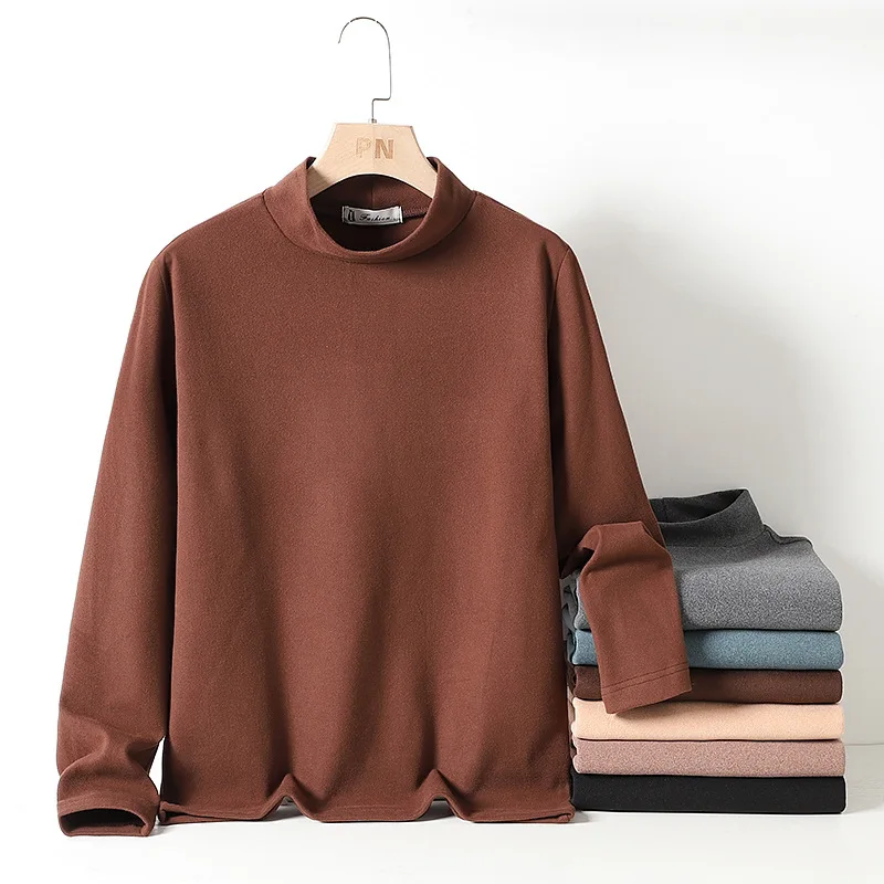 

Sweatshirt Casual Men's Autumn Winter Half High Collar T-Shirt Turtleneck Pullover Heating Loose Long Sleeved MA649