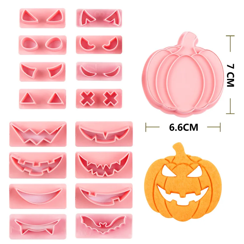 Cookie Cutter Pumpkin Expression Halloween Cookie Cutter Biscuit Stamp Sandwich Icing Cookie Fondant Cake Party Bread Baking Decoration Tools
