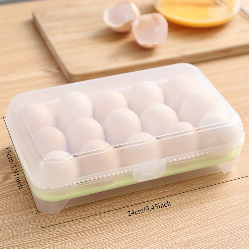 15-grids Egg Storage Box Kitchen Refrigerator Eggs Preservation Box Portable Plastic Household Outdoor Picnic Egg Storage Box