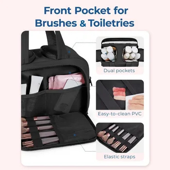 Custodia per trucco di grande capacità Contenitore cosmetico portatile gonfio Maniglia multifunzionale Custodia per il lavaggio Viaggi