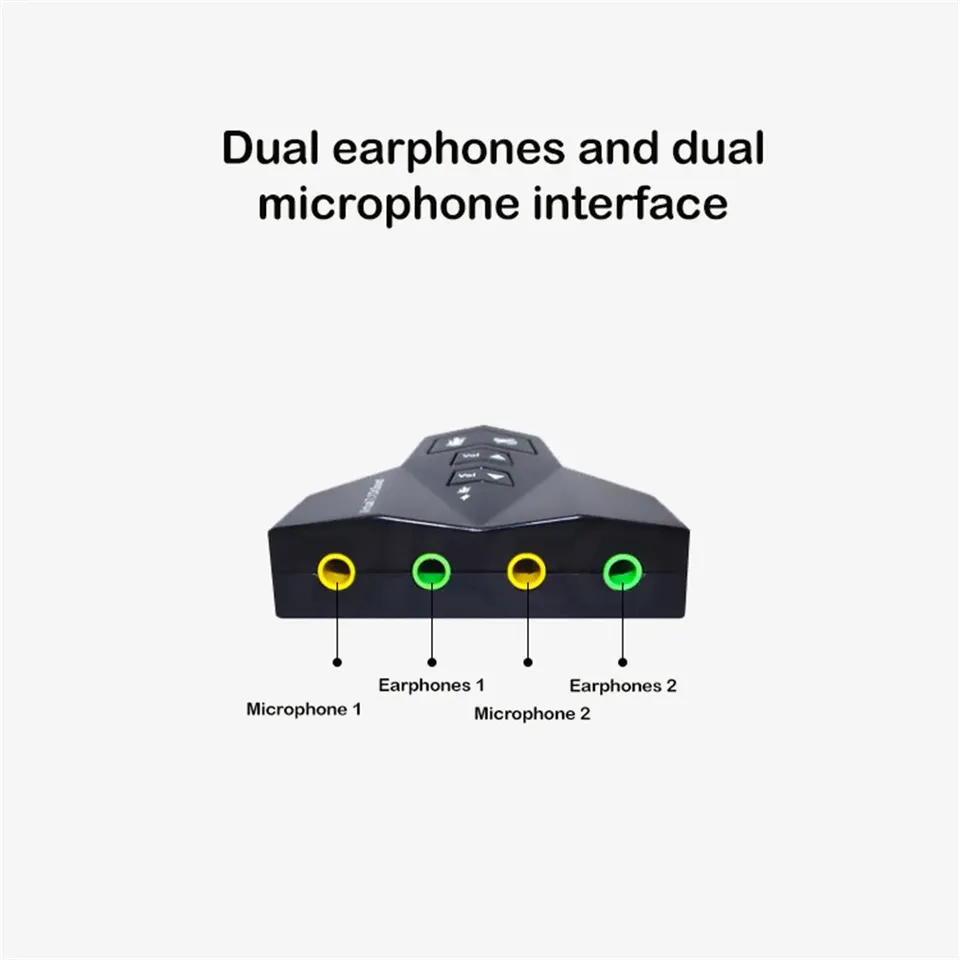 External Virtual USB SOUND card 7 In 1 Channel  3D Sound Audio Adapter Dual Microphone Dual Audio Interface Output Independent