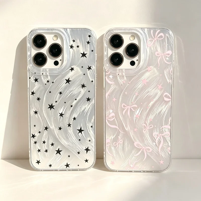 Korean Cute Y2K Star Minimalist Clear Phone Case - TPU Soft Cover