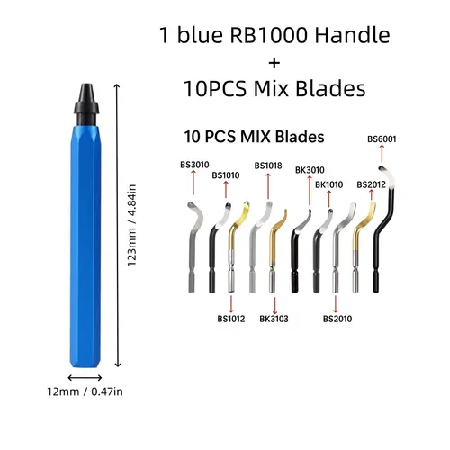 Deburring Tool Set with 11pcs High Speed Steel Swivel Blades Burr Removal Tool for Metal Resin PVC Pipes Copper Plastic Aluminum - Image 8