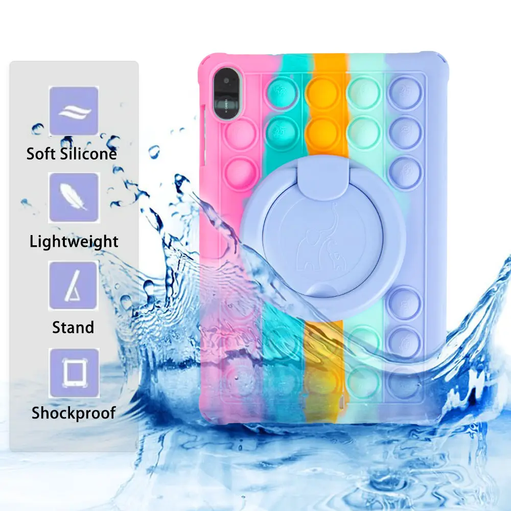 Bubble Pop Rotating Soft Silicone Case - Kids Safe Tablet Stand Cover