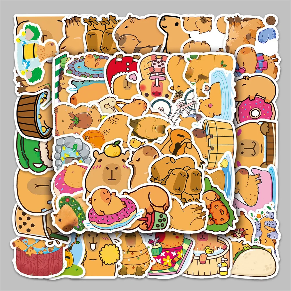 

10/30/50PCS Capybara Cute Cartoon Animal Graffiti Sticker Personality Creative Sticker Desk ComputerWaterproof Sticker Wholesale
