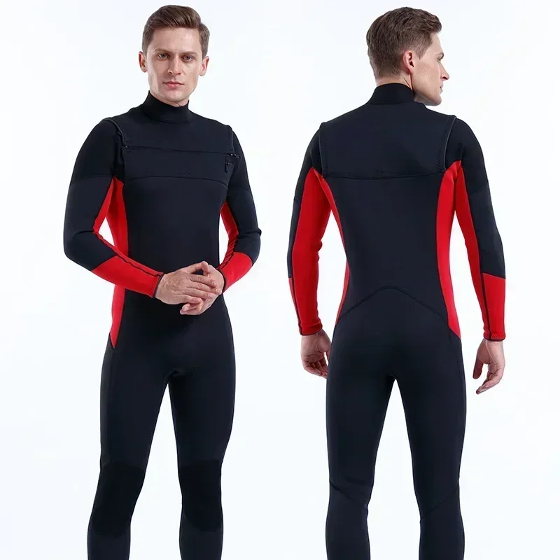 3mm Neoprene Mens Wetsuit Chest Zip Front Entry Diving Suit for Bodyboarding &Scuba,Plus Size Thermal Durable Swimwear