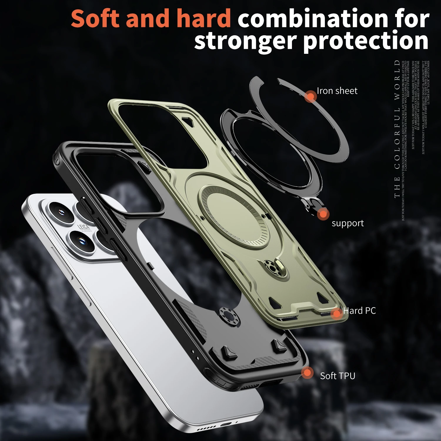Premium Shockproof Rotating Magnetic Stand Phone Case with Armor Tough Protection