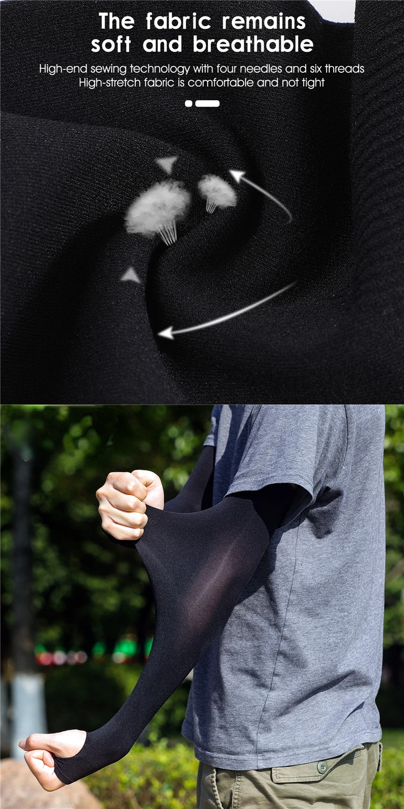 1 paar Sommer Finger Hülse Eis Kühlen Tragen Hohe Elastische Ellenbogen Frühling Outdoor Reiten Fingerlose Angeln Benutzerdefinierte Eis Seide Hülse – Detail 5