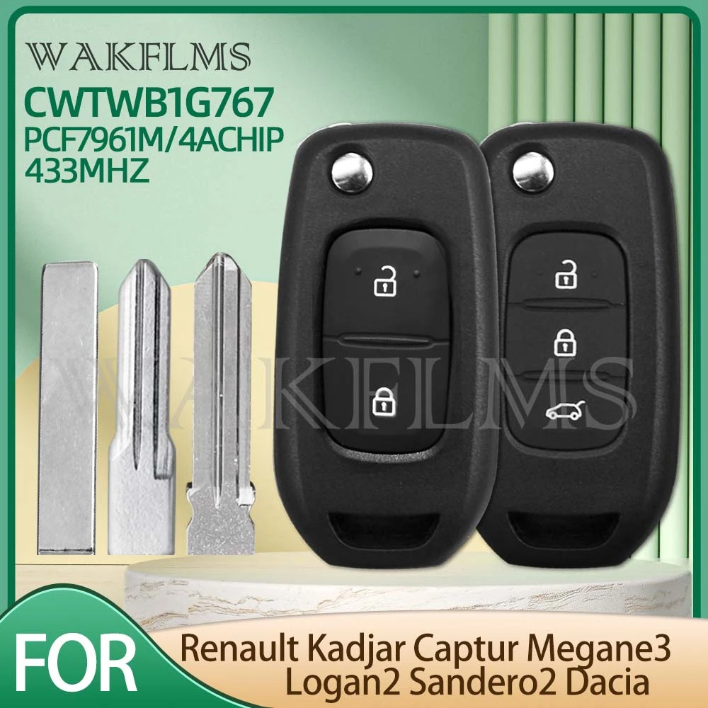 Porte-clés bleu 2 - Pour Renault Kadjar Captur Megane Sandero Stepway