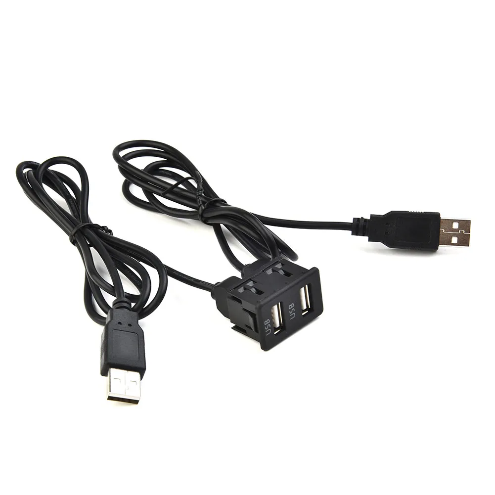 자동차 대시 플러시 마운트 USB 포트 패널, 듀얼 USB 연장 케이블 어댑터, 자동차 인테리어 액세서리, 100cm, 1 개