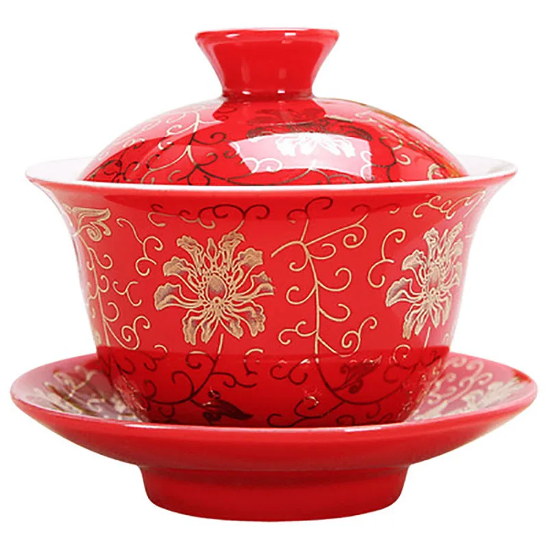 Dragon and Phoenix wedding tea cup, tea bowl, cover Bowl, Dragon and Phoenix