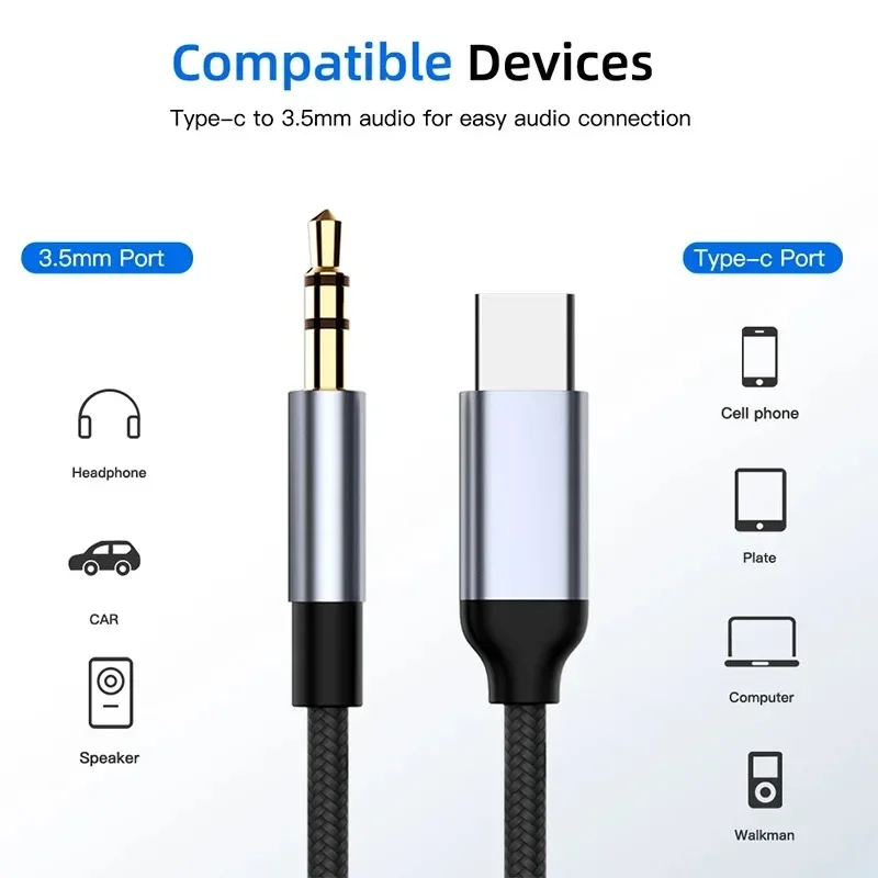 Premium Type-C to 3.5mm AUX Audio Adapter Cable