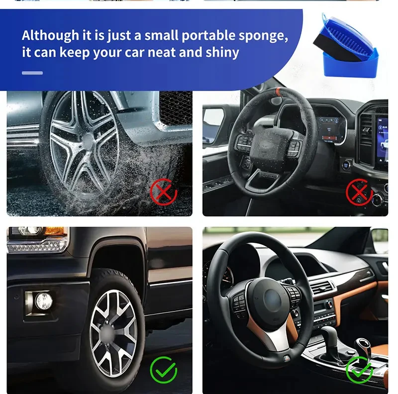 Auto beschichtete Kristallwachsschwammbürste mit Deckel, Reifenbürste, geölte Schwammbürste, Innenverkleidung, Eckwisch, multifunktionales Zubehör – Detail 10