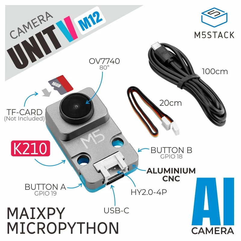 M5Stack-cámara AI oficial UnitV K210, versión M12, OV7740