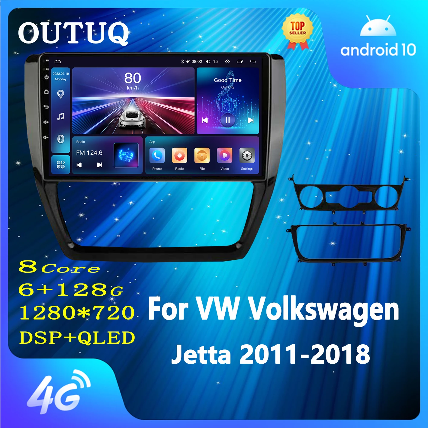 

For Volkswagen VW Sagitar Jetta 6 Bora 2011-2018 Android 10 2Din Car Radio Multimedia Video Player Navigation GPS Carplay Stereo