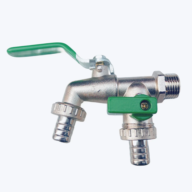 1pcs Gardening zinc alloy faucet one in two out 4 points faucet Green 4