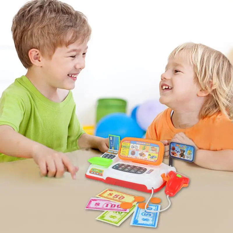 Cash Register Toy Cashier Pretend Play With Calculator Colorful Children's Supermarket Checkout Role-Play Cashier Set For Kid Bo 2