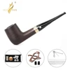 Old Fox Black Sandalwood Tobacco Pipe Set Accessories 9MM Filter Solid Wood Dry Ebony Smoking Pipe Gold Ring With 10 Tools Kits 1