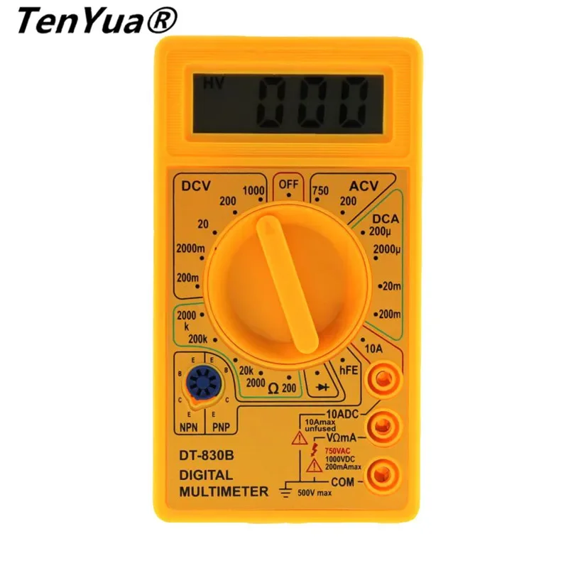 TenYua DT-830B Digital Voltmeter Ohmmeter Ammeter Multimeter Handheld Tester DT830B AC DC 750/1000V Amp Volt Ohm home tester