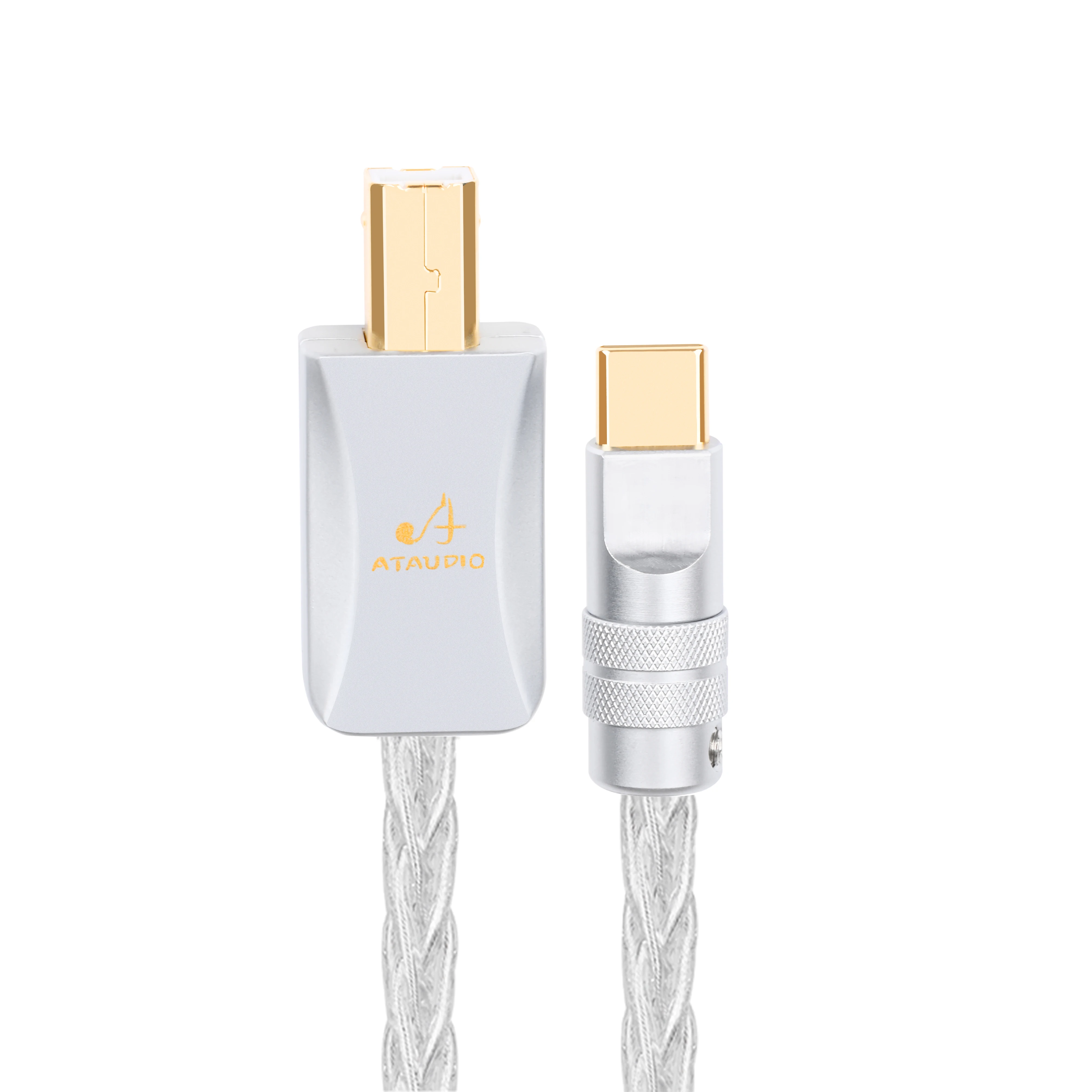 Hifi Pure Silver Usb Cable High Performance Type C to Type B Otg Data Audio Cable For Mobilephone and DAC