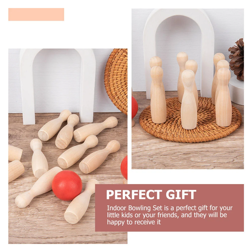 Wooden Desktop Bowling Toys Kids Sports Products Child Play Equipment Family Party Favors Miniature Bowling Set Indoor