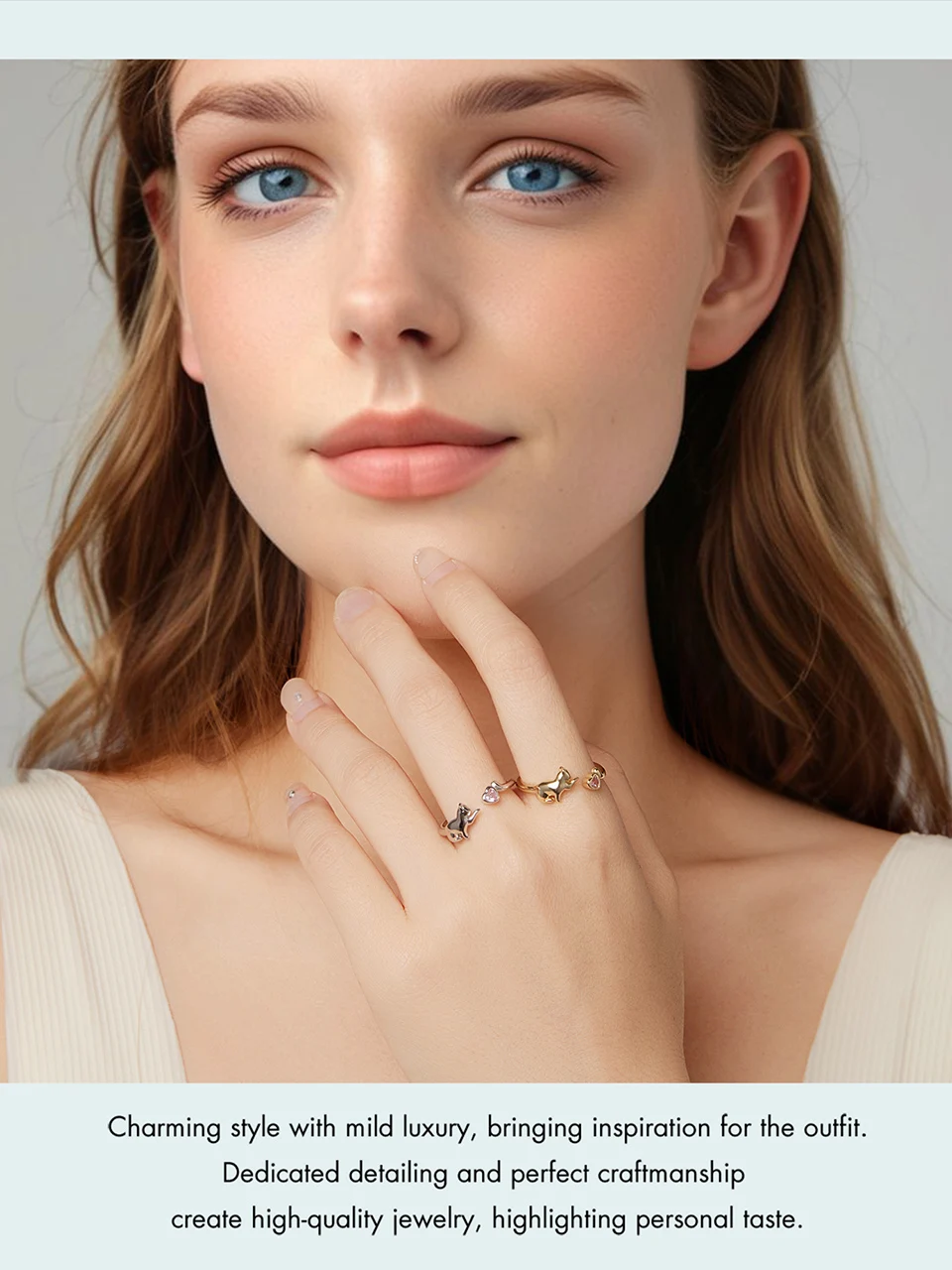 Sterling Silver Pet Cat Ring With Pink Heart Zirconia - PeticaDeals