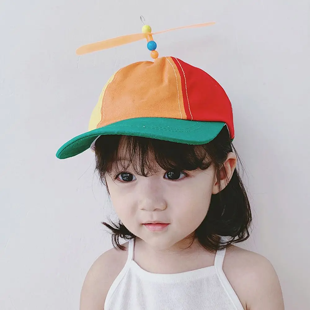 대나무 잠자리 야구 모자, 소년 소녀, 무지개 재미있는 태양 모자, 헬리콥터 프로펠러 모험 아빠 모자