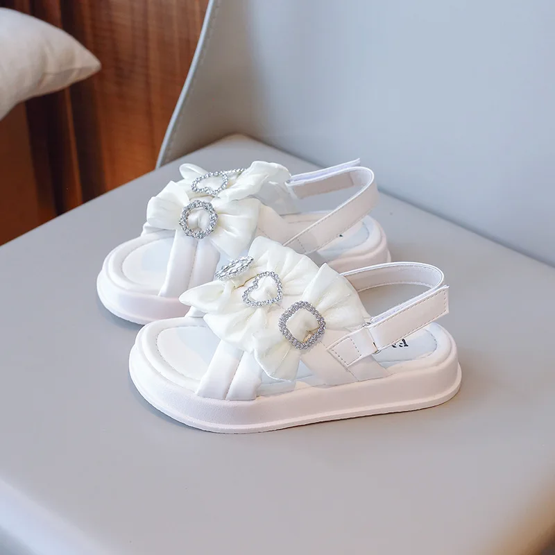 Girls' Slippers Summer New Sandals Breathable Bow Children's Soft Sole Beach Shoes Princess