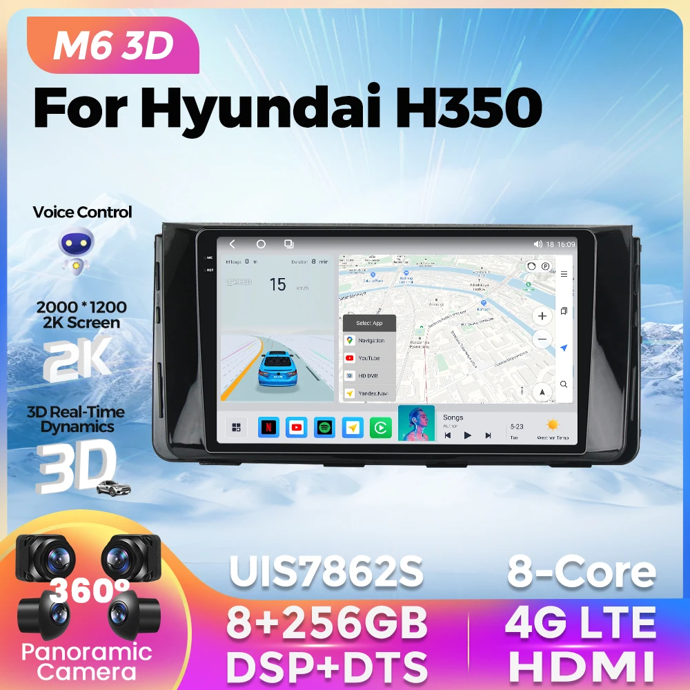 

2K QLED 8G + 256G новейший Android автомобильный Радио Видео плеер для Hyundai H350 GPS беспроводной Carplay Авто AI голос DSP RDS 2Din головное устройство