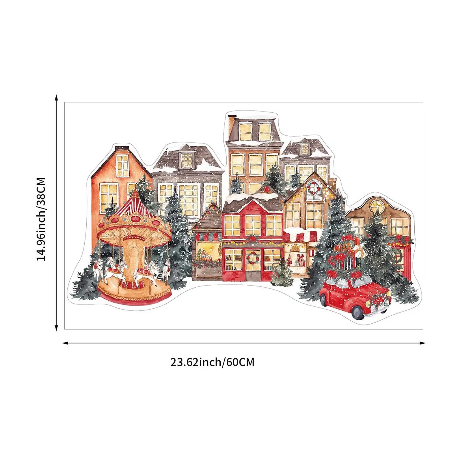 Glass Sticker Decal Christmas Amusement Park Window Cling Privacy Film Static Cling for Cafe New Year Bedroom Xmas Housewarming
