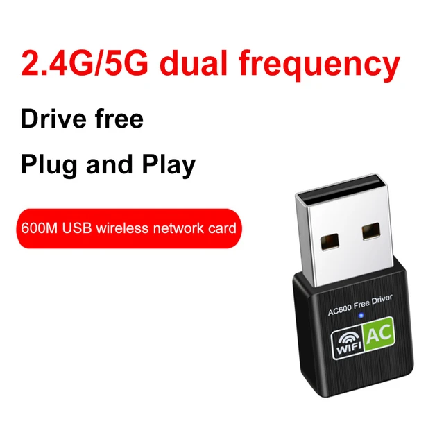 Adaptador WiFi USB inalámbrico AC600, Dongle Ethernet, 5Ghz, Lan, USB 2,0,  controlador gratuito, receptor de PC, tarjeta de red CA - AliExpress