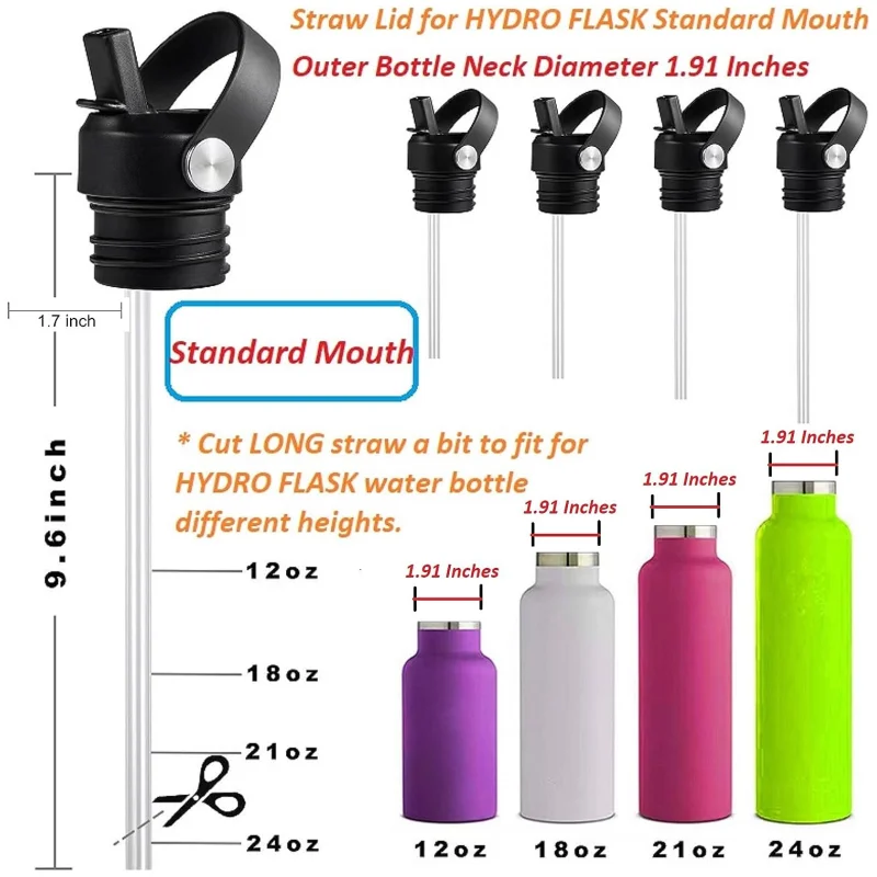 Соломенная Крышка для гидрофляги, крышка с соломинкой Для гидрофляги, 18, 21, 24 унции, стандартная сменная Крышка для спортивной бутылки с водой с ручкой