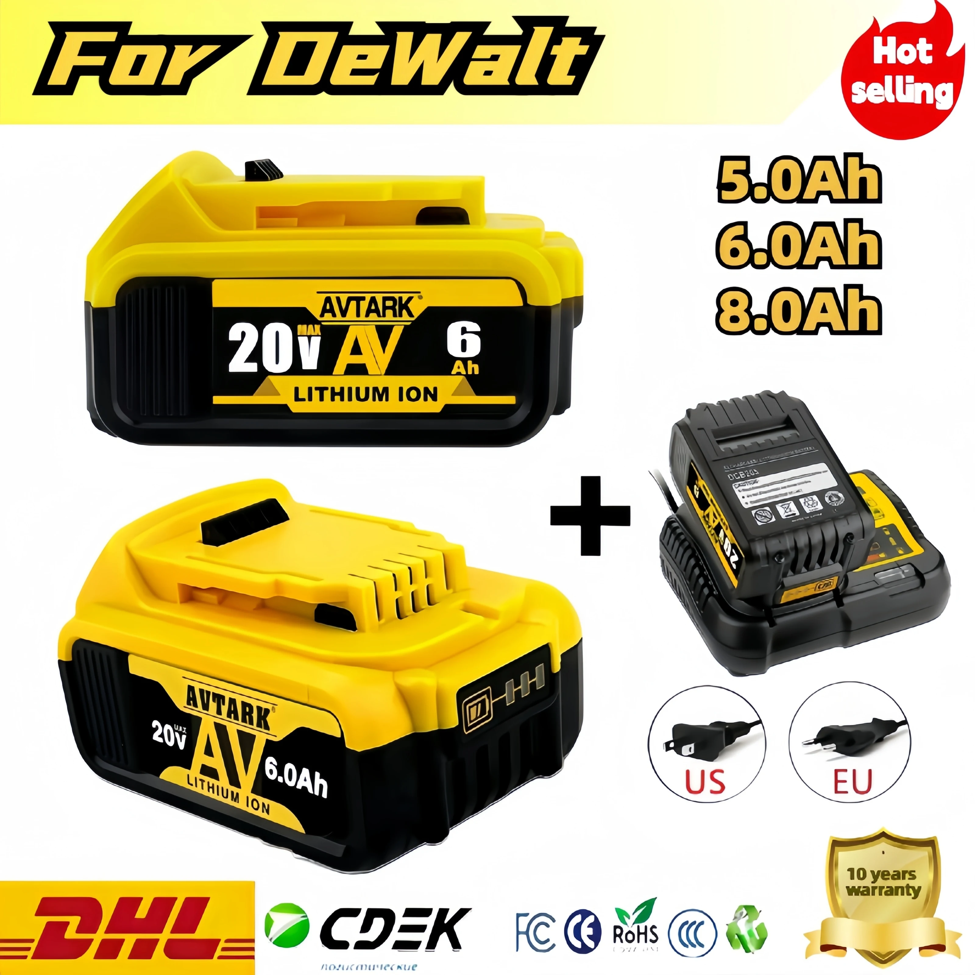 

Оригинальная батарея для Dewalt DCB200, сменная батарея DCB200, DCB101, DCB115, Ач, электроинструмент, батарея для Dewalt, литий-ионные батареи