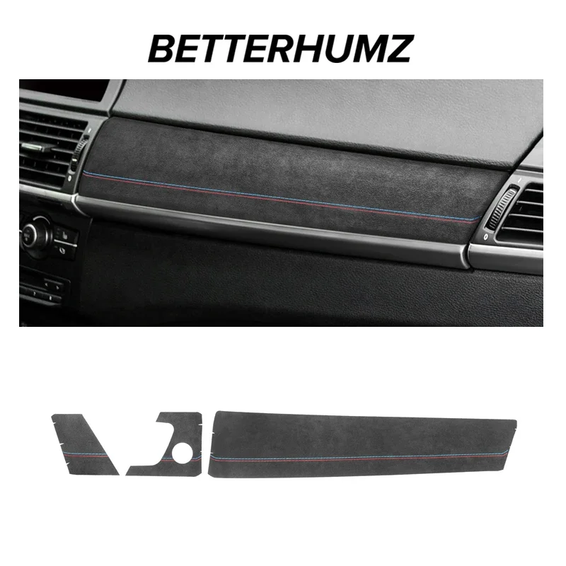 For BMW E70 X5 E71 X6 Made of Alcantara Car Interior Dashboard Panel Trim Strips Instrument Performance Stickers Accessories car interior trim