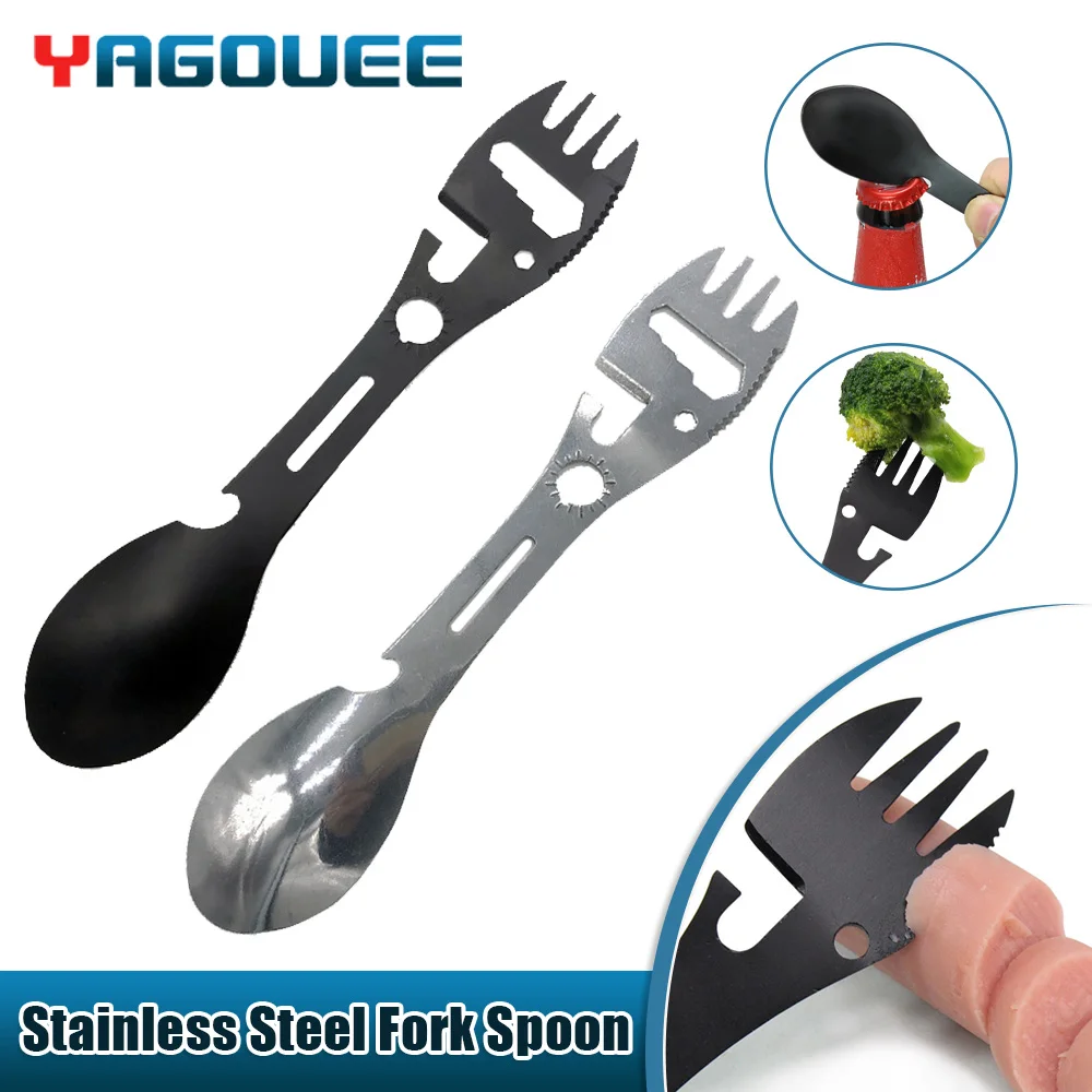 CampingForkSpoonStainless10In1IntegratedFlatwareMultiToolCan