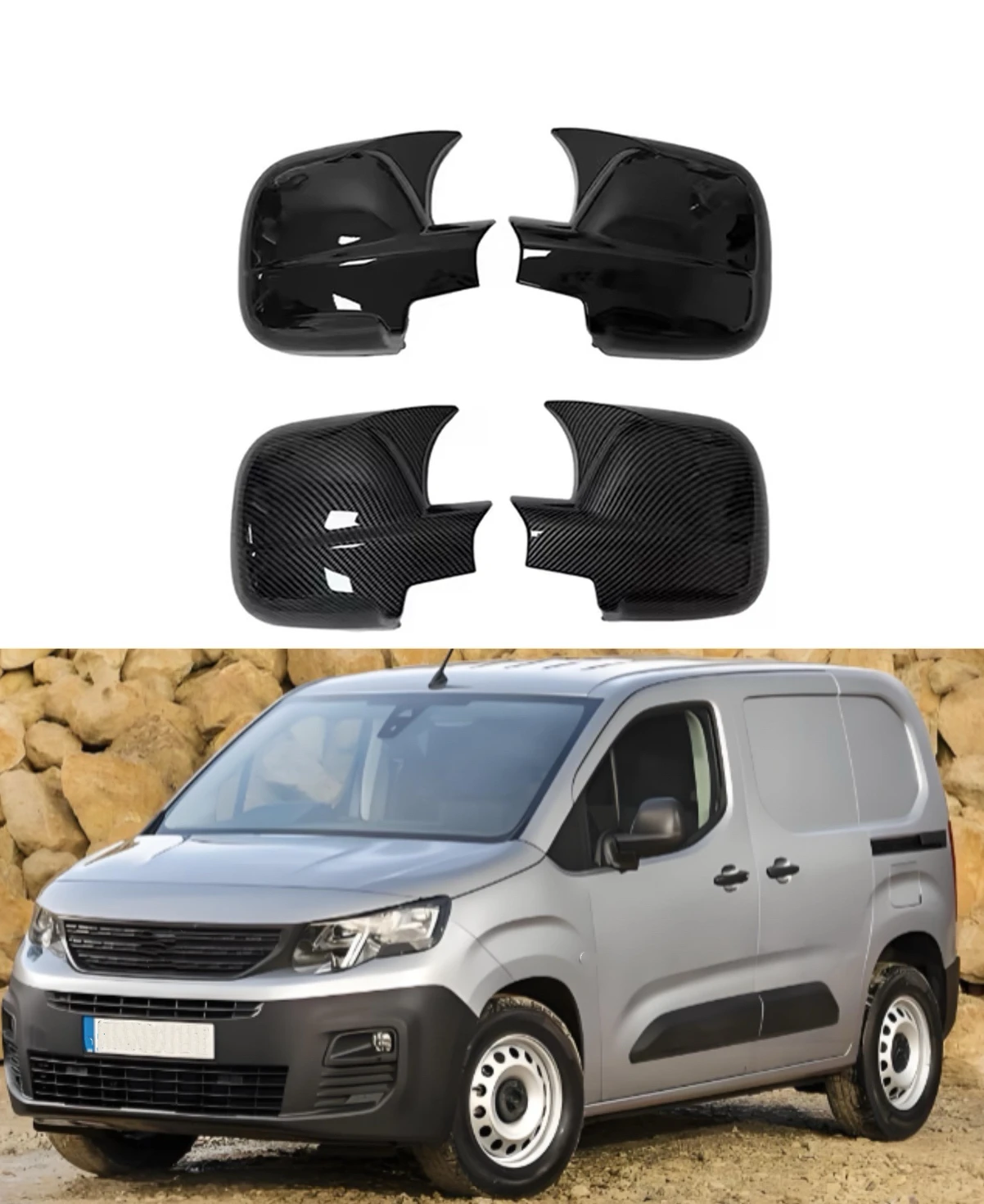 푸조 파트너 2008-2012 윙 캡 리어 뷰 케이스 트림 카본 파이버에 맞는 자동차..