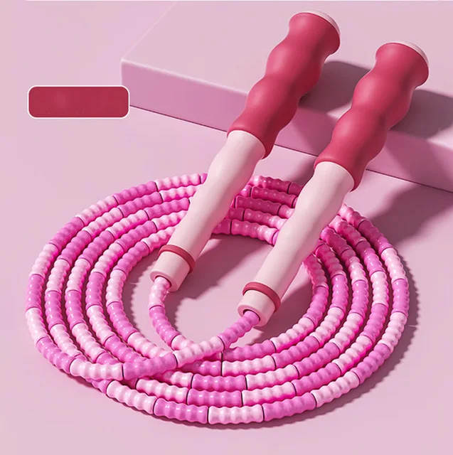 2.8M Skipping Rope Children's Bamboo Knot Jumping Ropes Soft Beaded Rope Adjustable Length for Kids Beginners 헬스 용품 Pink Blue