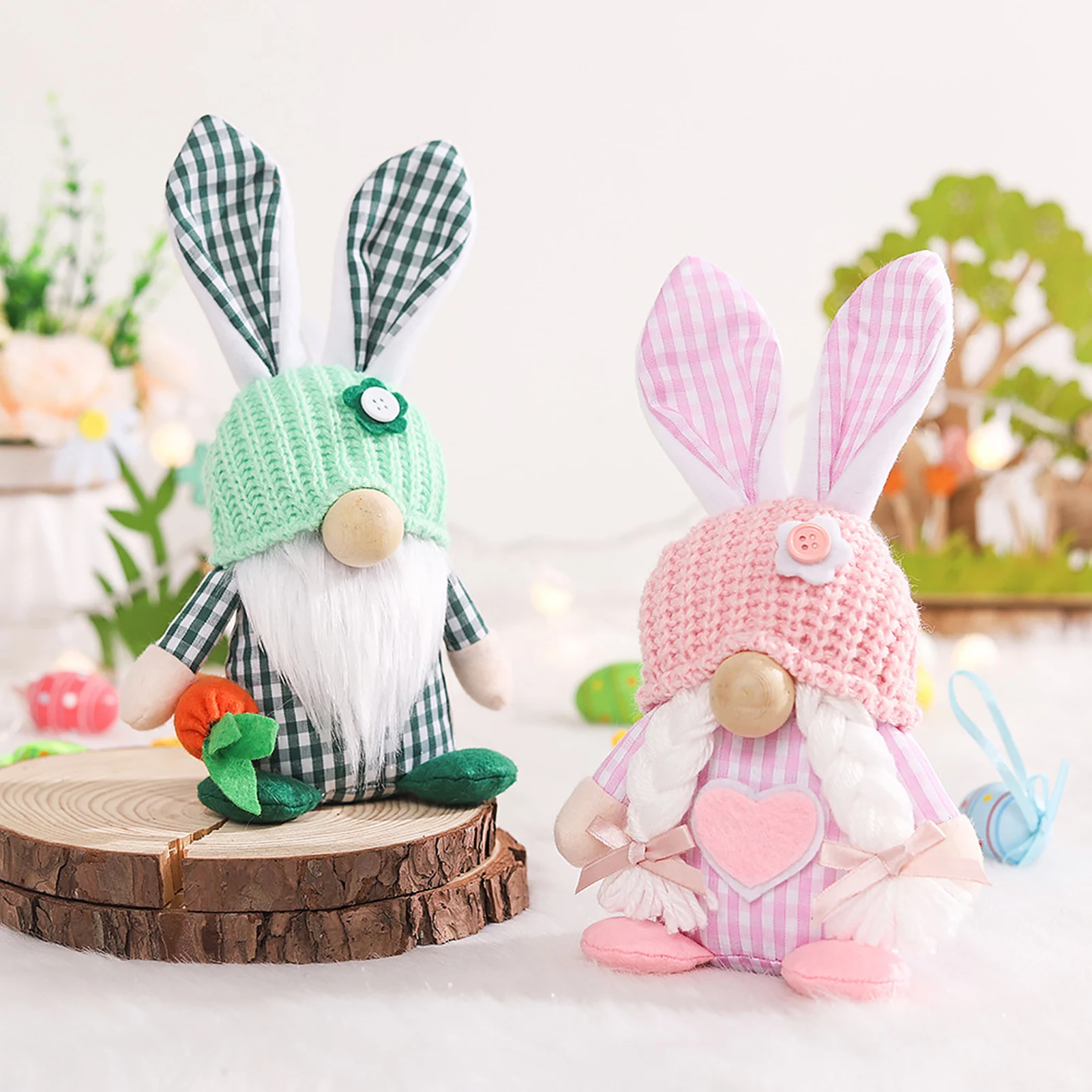 Gnomes de Pâques Peluche Lapin de printemps Fait à la main Oeufs