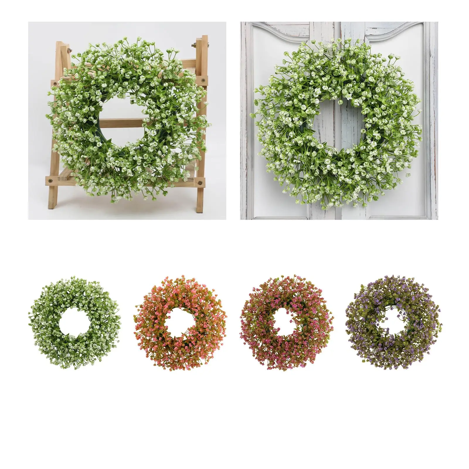 https://ae01.alicdn.com/kf/Sced01985f71b4c35a1a6b4e891642e5cl.jpg Front Door Wreath Lifelike Spring Summer Wreath Artificial Wreath Hanging Garland for Farmhouse Wall Party Wedding Decoration