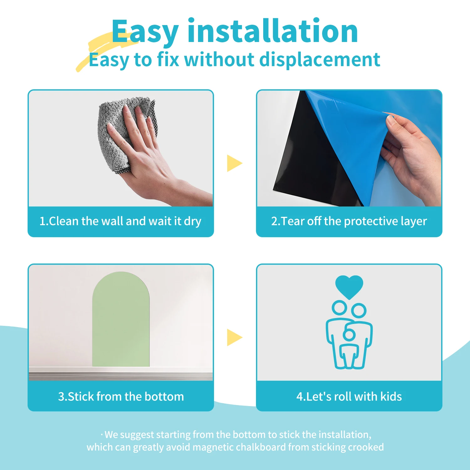 Selbstklebendes weiches magnetisches Whiteboard, bogenförmig, geruchsfrei, leicht zu reinigen, Schreibtafel für Kinderzimmer, Heimdekoration und Arbeitszimmer – Detail 8