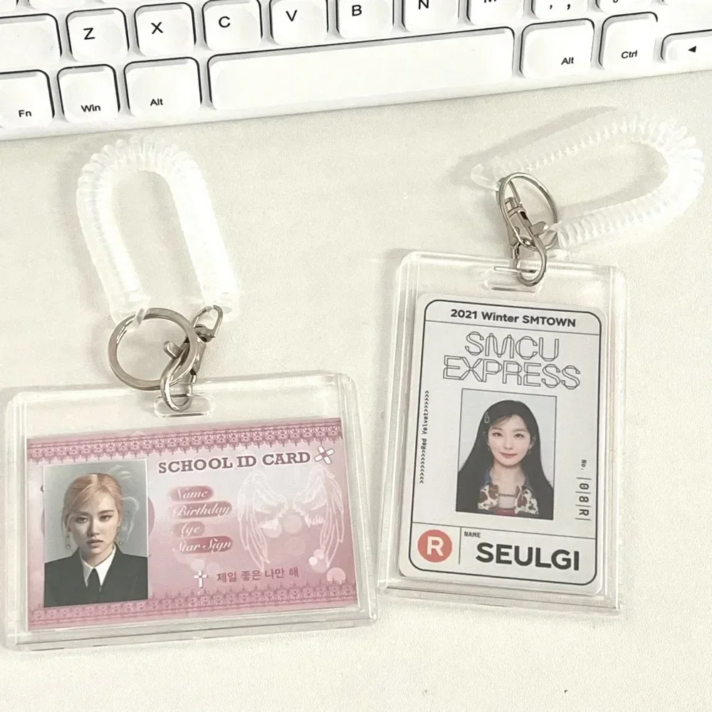 Acrylic Kpop Photo Card Holder Anti-lost Keychain 3 Inch INS Transparent Idol Protective Case Bag Bus Cards Sleeves Supplies card holder,card protector,idol card protector,card display stand,desk card holder,photo card holder,credit card holder